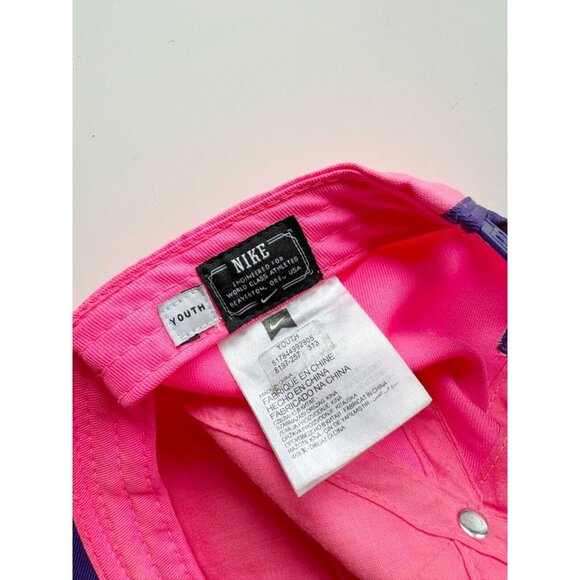 Vintage NIKE YOUTH Neon Pink Purple Graphic Logo Baseball Hat, One Size - Picture 8 of 9
